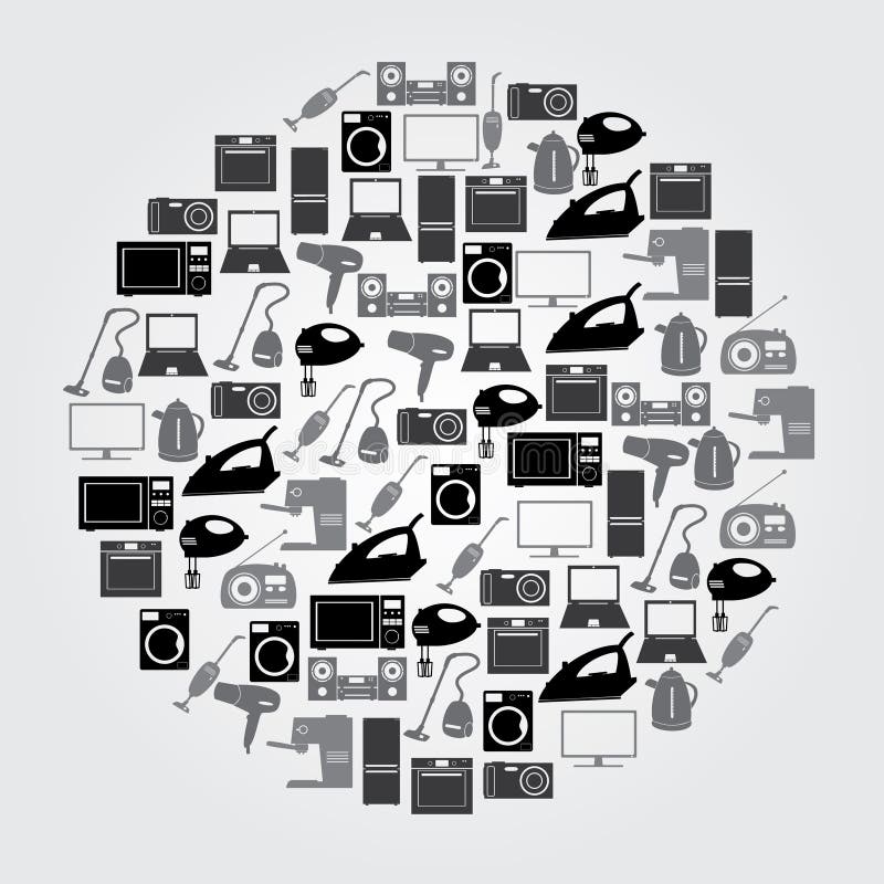 Home electrical appliances black and gray icons eps10. Home electrical appliances black and gray icons eps10