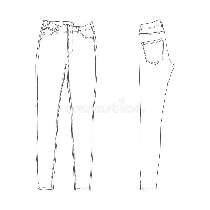 Vector Line Art Illustration - Women Jeans Stock Vector - Illustration ...