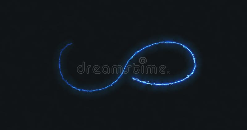 Apparence d'animation forme infinie à partir d'un feu bleu sur fond sombre. illustration stock