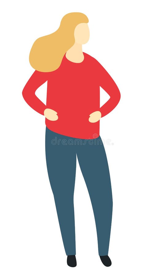 Appartement intégral de femme de position de pose de personnage de dessin animé femelle blond occasionnel heureux de dame illustration stock Appartement intégral de femme de position de pose de personnage de dessin animé femelle blond occasionnel heureux de dame illustration stock