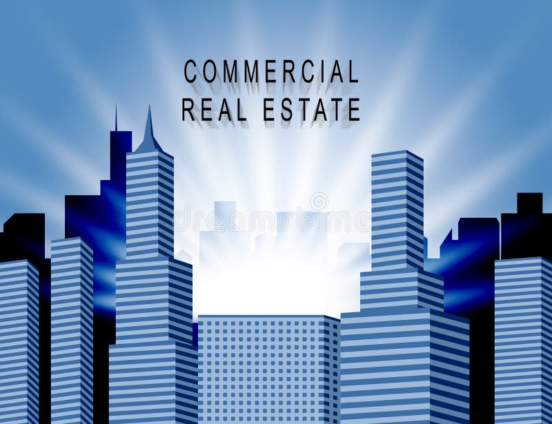 Commercial Real Estate Apartments Represent Property Leasing Or Realestate Investment. Includes Offices And Land Leasing - 3d Illustration. Commercial Real Estate Apartments Represent Property Leasing Or Realestate Investment. Includes Offices And Land Leasing - 3d Illustration