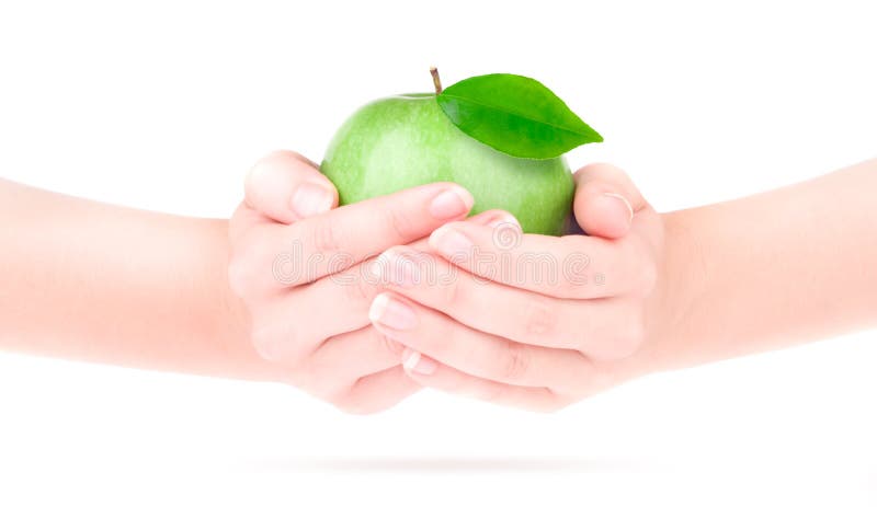 Appel in de hand royalty-vrije stock afbeeldingen Appel in de hand royalty-vrije stock afbeeldingen
