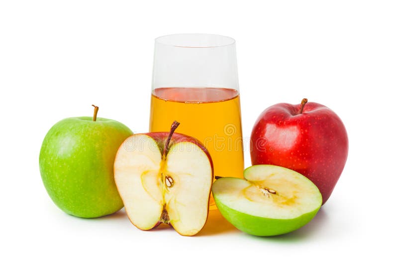 Appelen en sap-glas royalty-vrije stock afbeeldingen