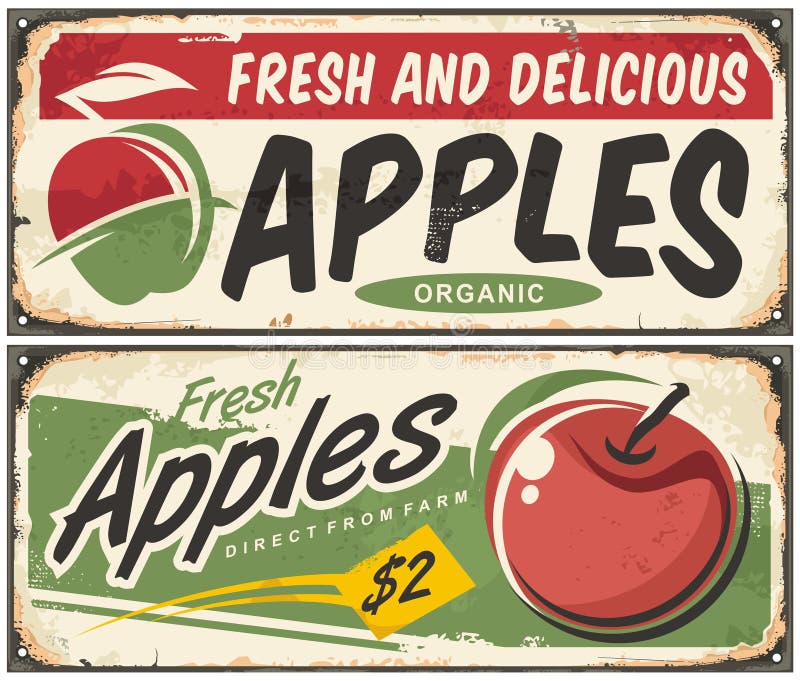 Appelen retro tekens stock illustratie Appelen retro tekens stock illustratie