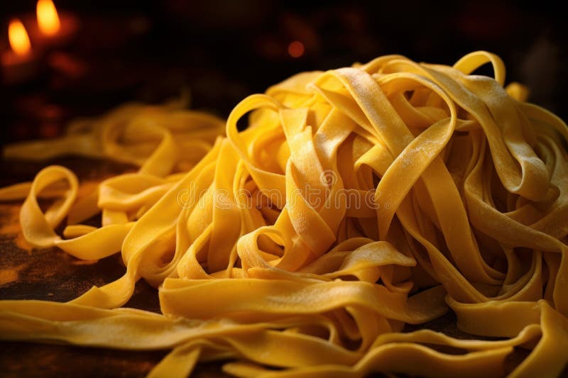 Appetitoso striscione di pasta di fettuccine. generare i. cena. genera ai generati.
