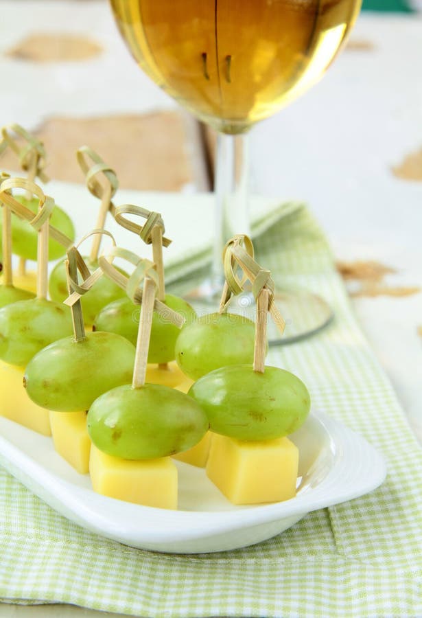 Appetizer Canape Cheese With Grapes Stock Photo - Image of grape ...