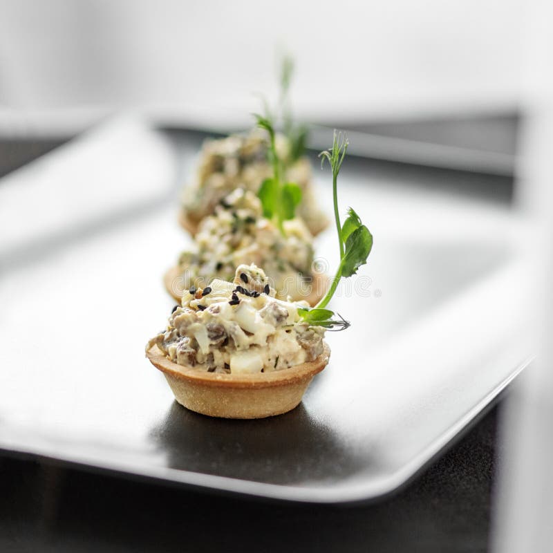 Appetizer with Chicken and Cheese in Baskets. Concept of Food