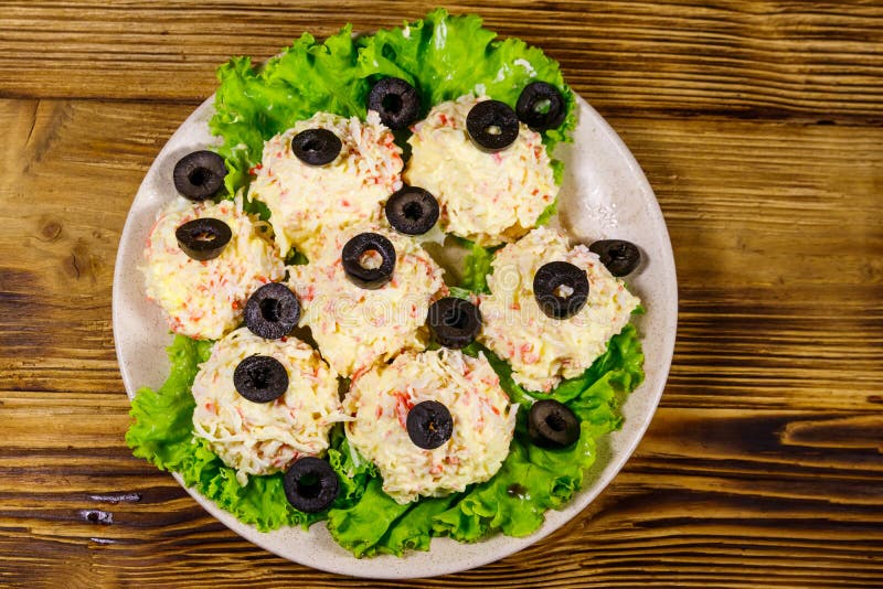 Appetizer of Crabcheese Balls on Wooden Table. Top View Stock Image Image of cooking