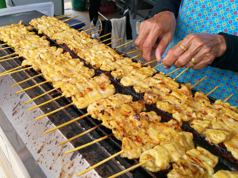Appetizer Dish of Traditional Thai Street Food Recipe, Pork Satay