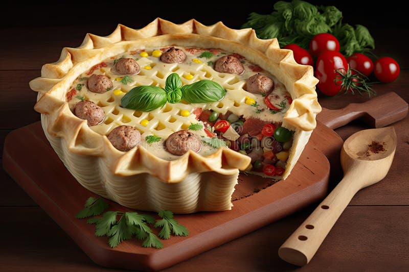 Appetizer Eastern Appetizer in Form of Tyrolean Pie with Sausage Stock Photo Image of