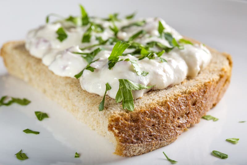 Appetizer Made from Horseradish, Sour Cream and Mayonnaise on Br Stock Photo Image of sandwich