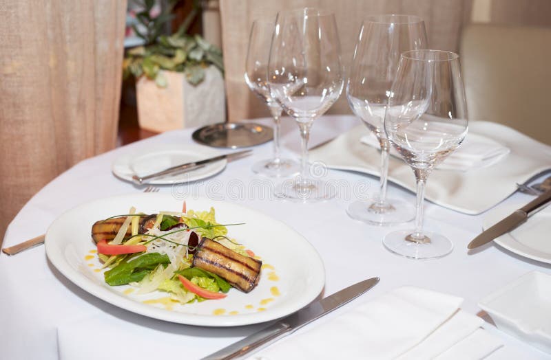 Appetizer on Restaurant Table Stock Image Image of food, lettuce