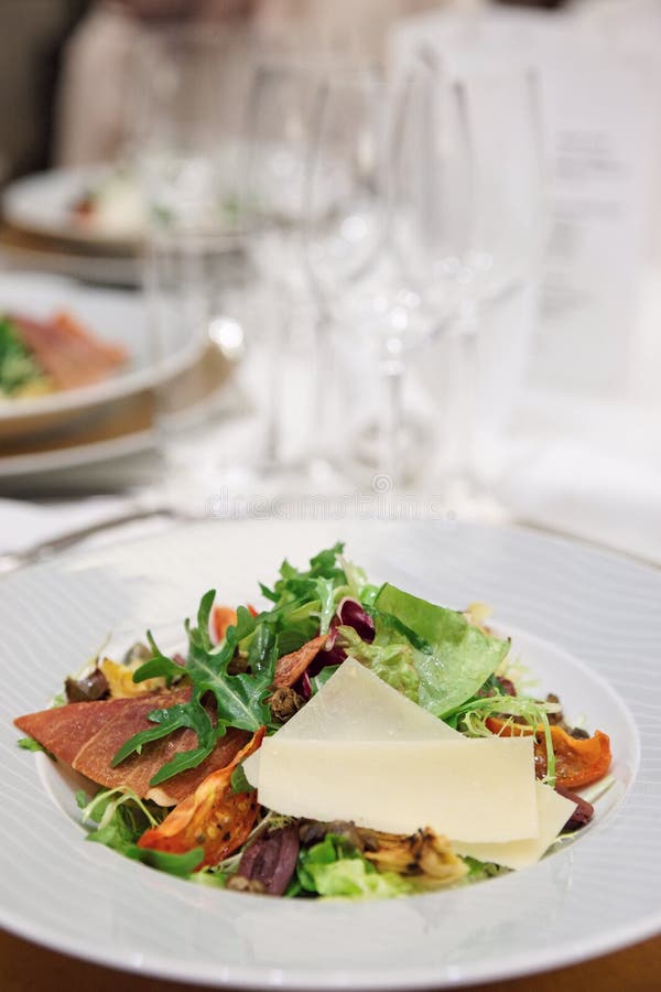 Appetizer on Restaurant Table Stock Image Image of dinner, plate