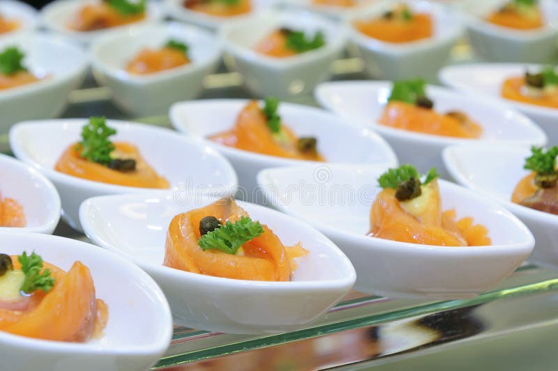Appetizer with salmon royalty free stock photos