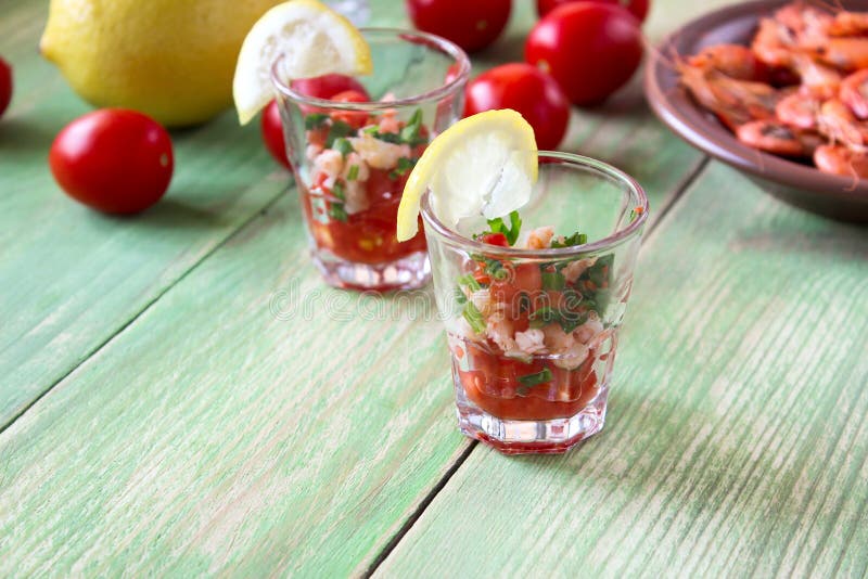 Appetizer in small glasses stock image. Image of banquet 34945695