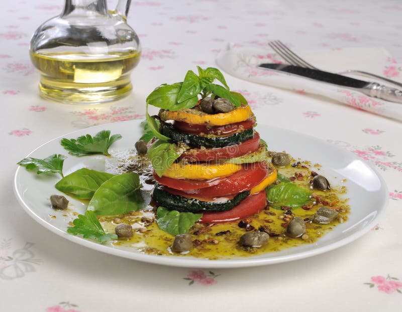 Appetizer of Zucchini with Tomato Stock Image Image of pesto, healthy