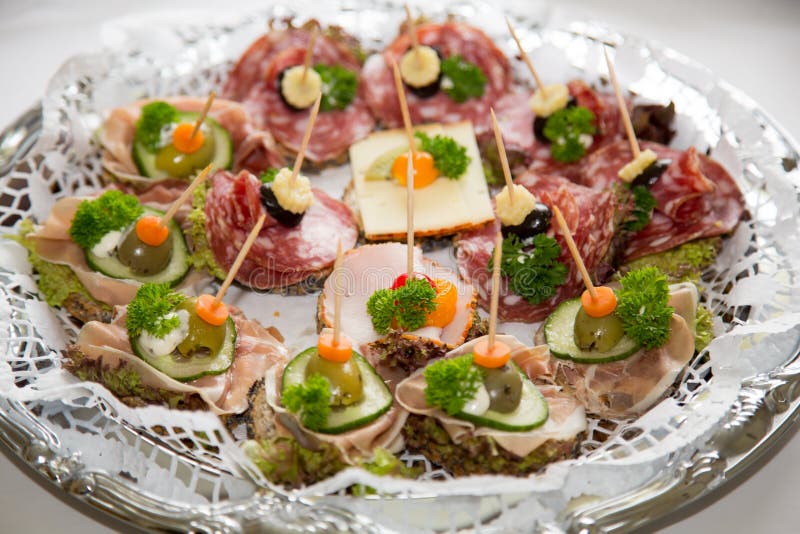 Appetizers on a Plate at Buffet Stock Image Image of dining, catering