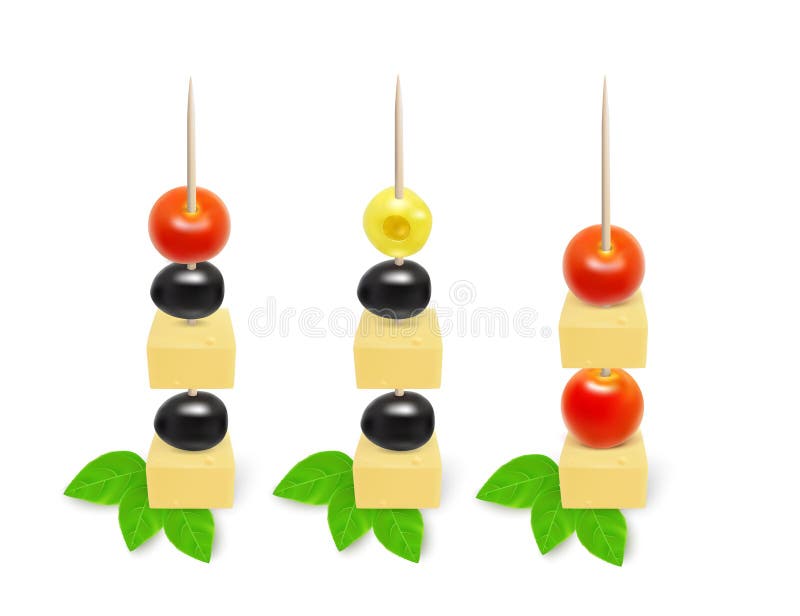 Appetizers on Toothpick. Vegetarian Canapes on Skewers Stock Vector Illustration of restaurant
