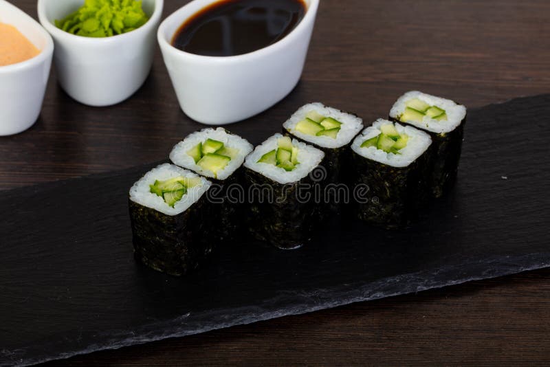 Appetizing cucumber roll stock image