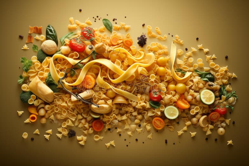 Appetizing Pasta yellow banner. Generate Ai stock photos