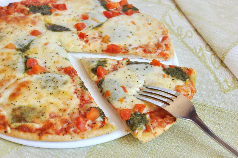 Appetizing pizza with mozzarella