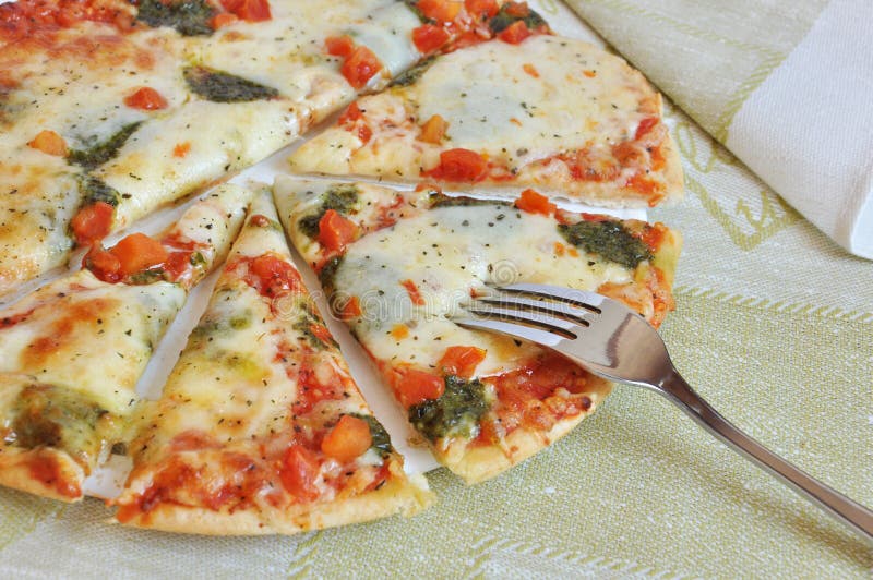Appetizing pizza with mozzarella
