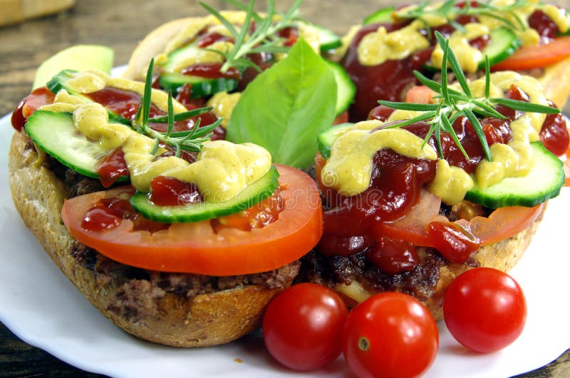 Appetizing sandwich with meat stock photos