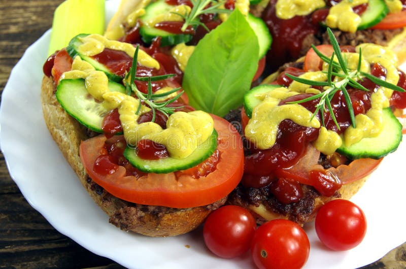 Appetizing sandwich with meat royalty free stock photography