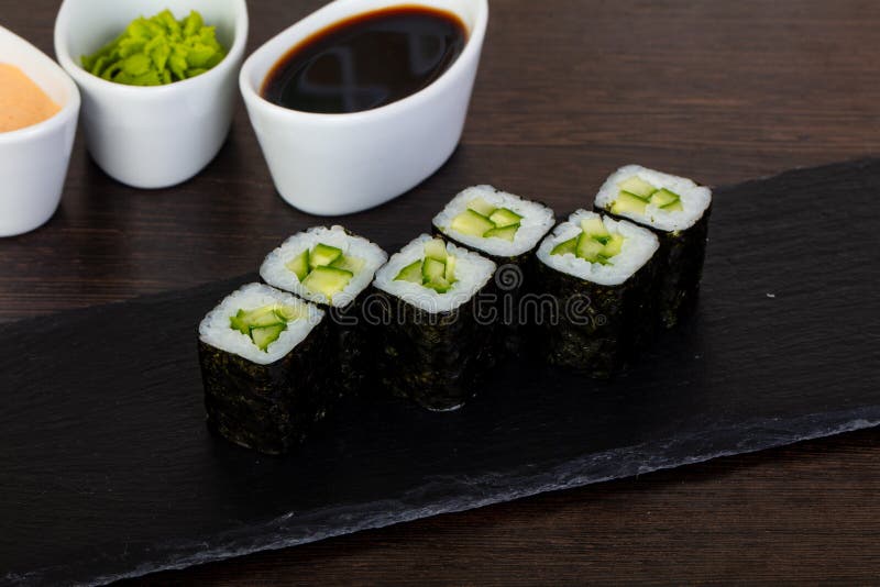 Appetizing cucumber roll stock photography