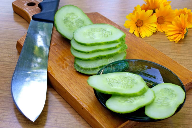 Appetizing young green cucumber