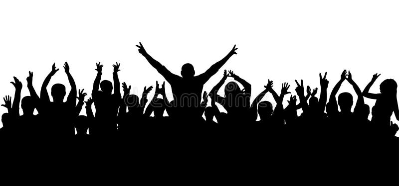Applause, cheerful crowd, silhouette vector.