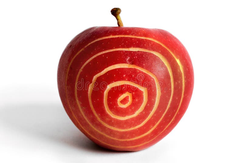 The big red apple with the image of a target. The big red apple with the image of a target