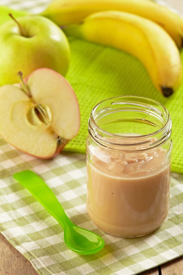 Apple and banana puree stock image. Image of fruit, napkin 22091971