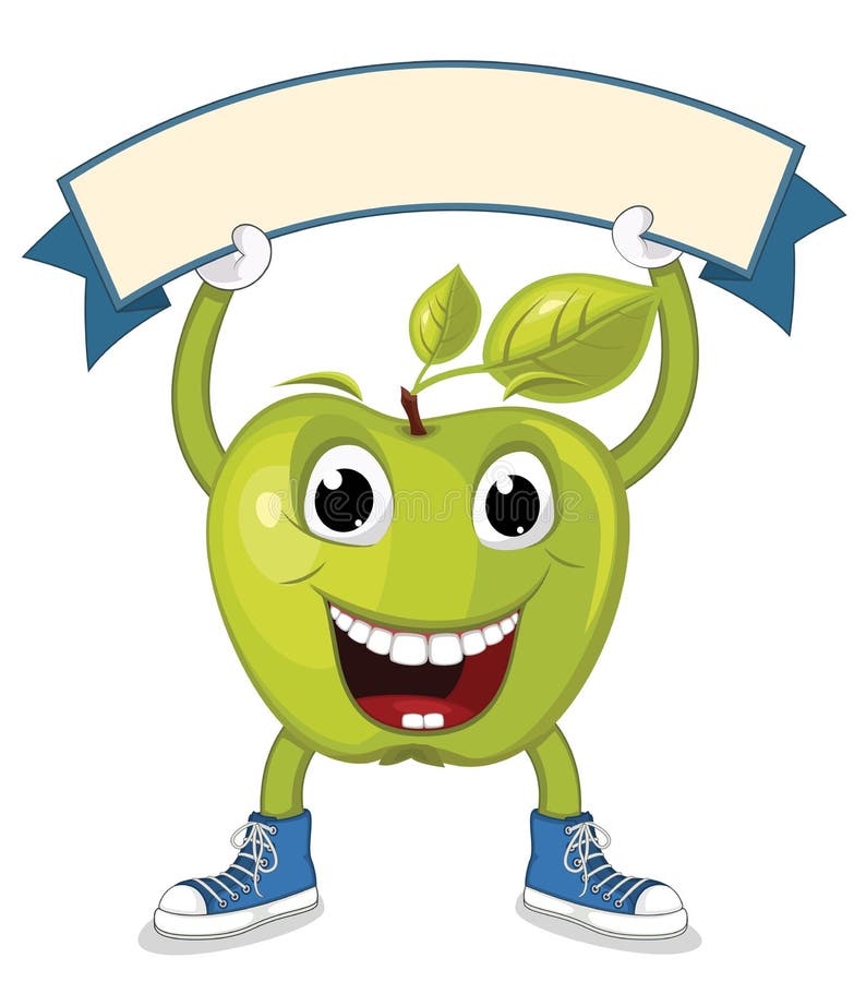 Apple with Banner Vector Illustration royalty free illustration