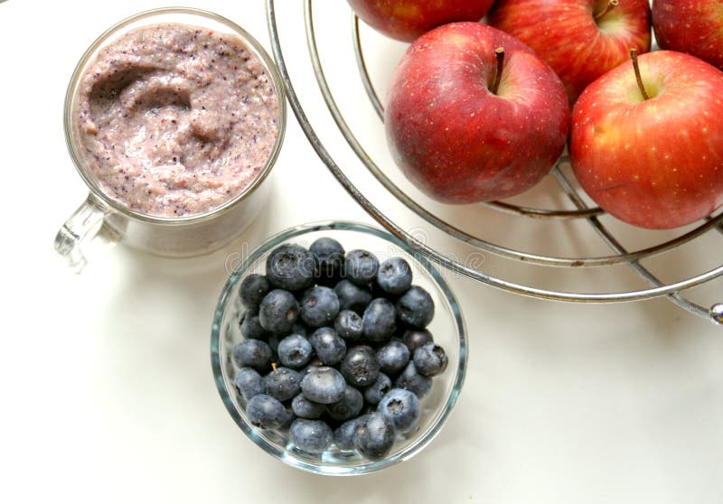 Apple and Blueberry Smoothie for Breakfast Stock Photo Image of