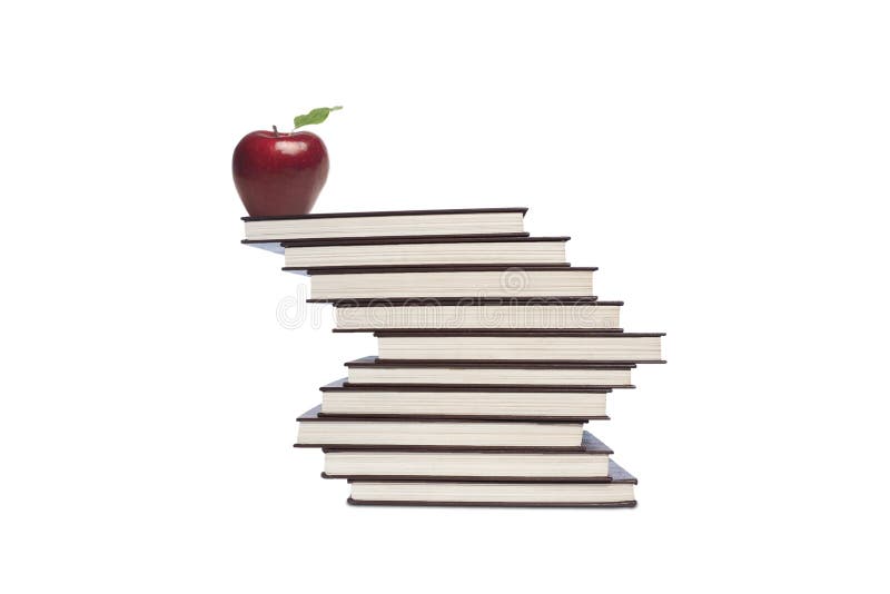 Apple and Pile of Books on White Background Stock Photo Image of academy, dictionary 32114718