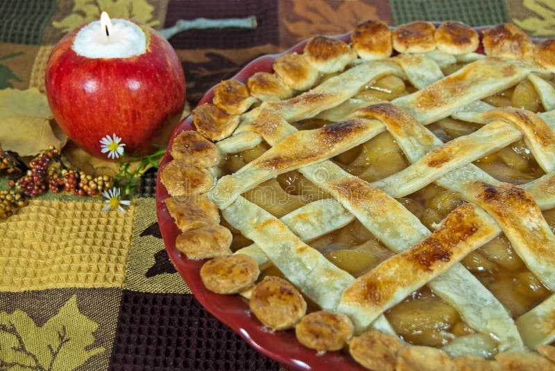 Apple candle with pie stock image. Image of light, unique 26792593