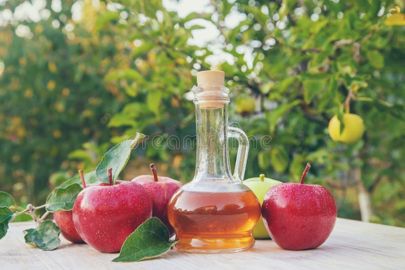 Apple Cider Vinegar in a Bottle. Selective Focus Stock Photo Image of