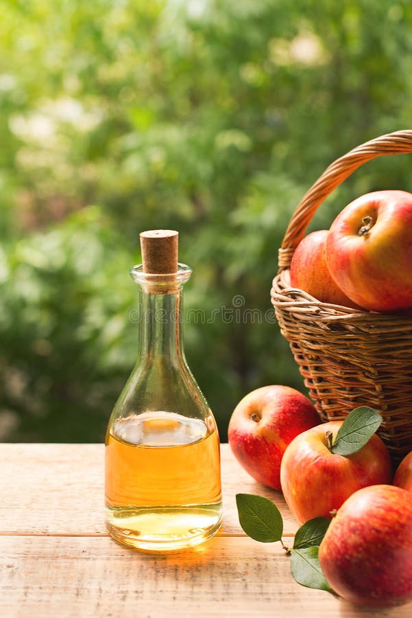 Apple Cider Vinegar in Bottle with Apple Stock Image Image of bottle