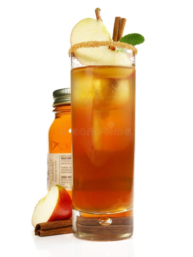 Apple Cinnamon Cocktail Isolated on White Background Stock Image
