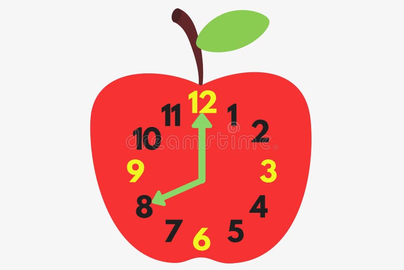 Apple clock logo design stock illustration. Illustration of modern
