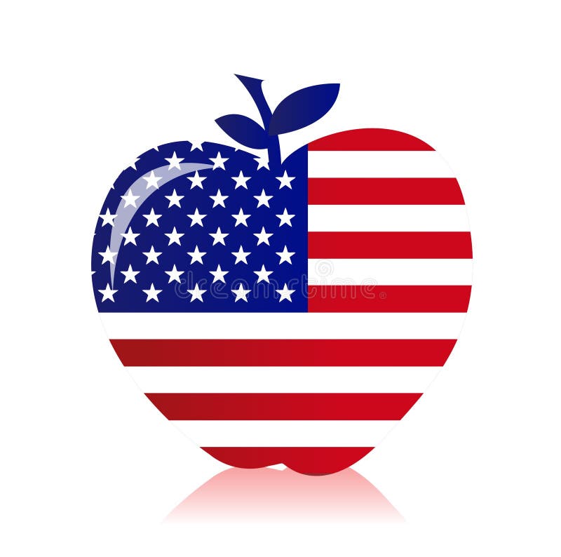 Apple con una ilustración del indicador americano stock de ilustración Apple con una ilustración del indicador americano stock de ilustración