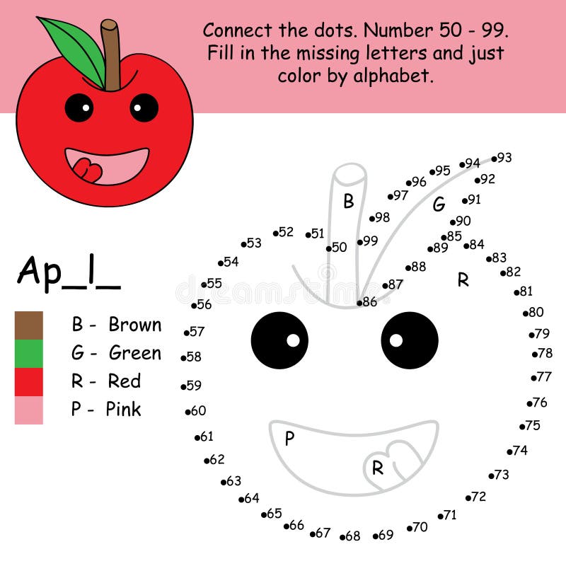 Apple Fruit Dot To Dot Printable Worksheet Connect The Dots Images