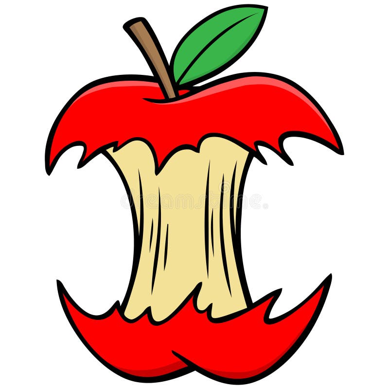 Apple Core stock vector. Illustration of food, cartoon - 53440389