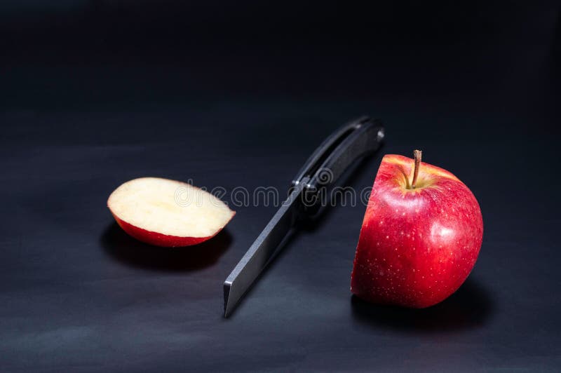 Apple Cut with a Knife. Cut Apples Stock Image Image of rifle