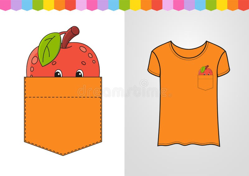 Apple dans la poche de chemise Caract?re mignon Illustration color?e de vecteur Type de dessin anim? D'isolement sur le fond blan illustration stock Apple dans la poche de chemise Caract?re mignon Illustration color?e de vecteur Type de dessin anim? D'isolement sur le fond blan illustration stock