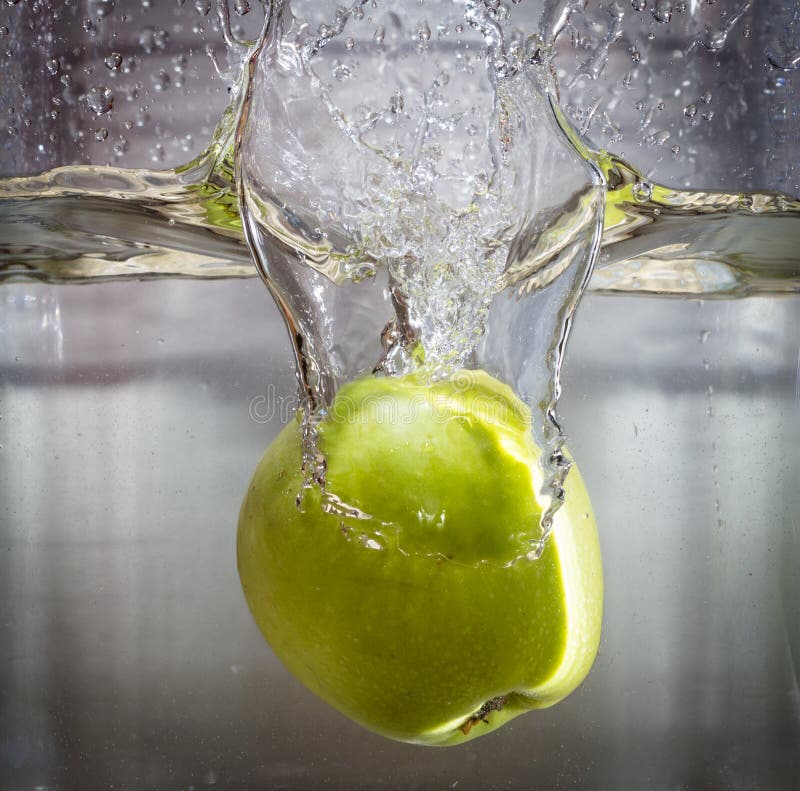 Apple dive in the water