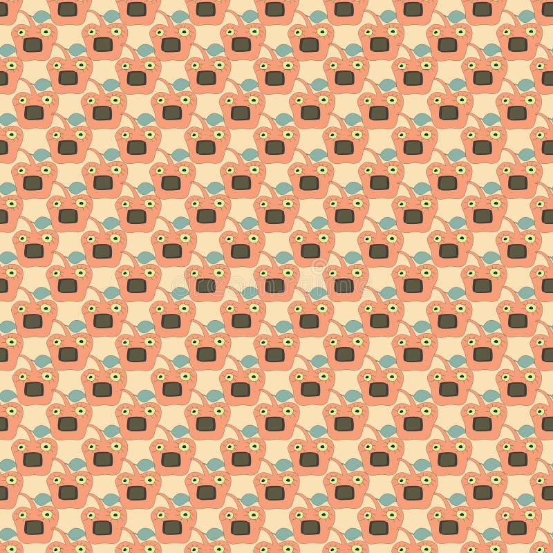 Apple face cartoon and seamless pattern stock illustration