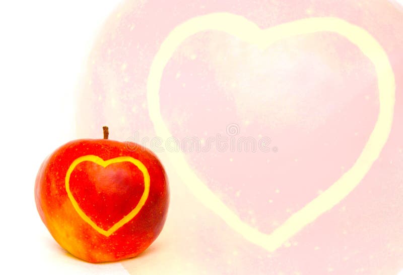 Apple with heart card