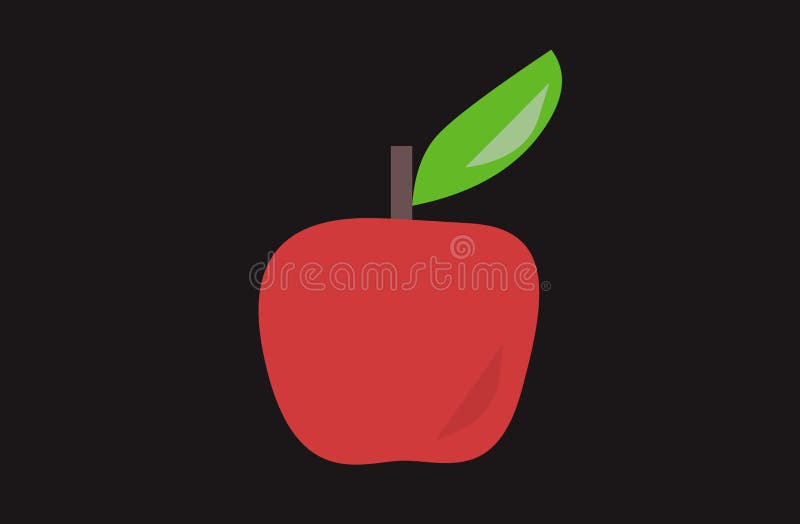 Apple Icon. Red Apple Logo Isolated on Black Background Stock Illustration  - Illustration of food, cartoon: 201528633